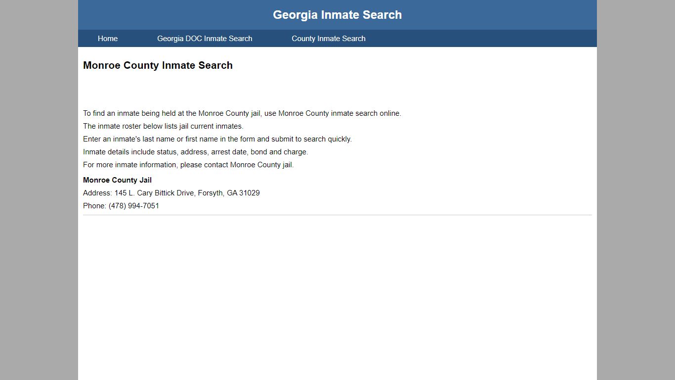 Monroe County Inmate Search